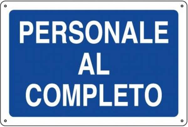 CARTELLO PVC CM 68X43 PERSONALE  AL COMPLETO 16329090