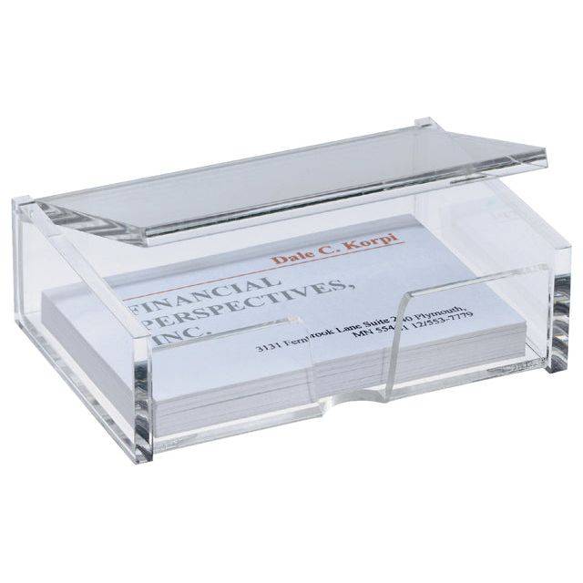 sigel Visitenkarten-Box, Acryl, glasklar, mit Deckel mit Griffmulde, für bis zu 80 Karten bis 90 x 58 mm (VA112)-3