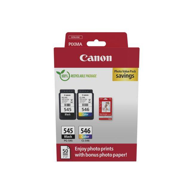 Canon Cartuccia PG-545, CL-546 Originale Imballo multiplo Nero, Ciano, Magenta, Giallo 8287B005-4