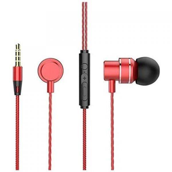 AURICOLARI STEREO LENOVO HF118 IN-EAR METALLICI CON FILO E MICROFONO 1 X JACK 3.5 MM ROSSO-0