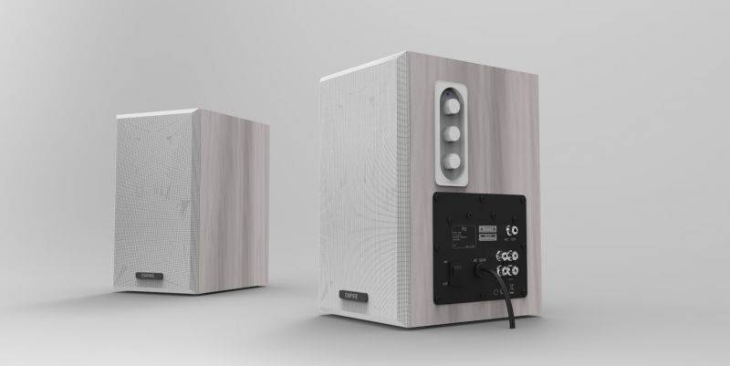 CASSE ACUSTICHE PREAMPLIFICATE EMPIRE 64W BIANCO, SUPPORTO DI MONTAGGIO A PARETE, 2 INGRESSI AUDIO RCA STEREO-0