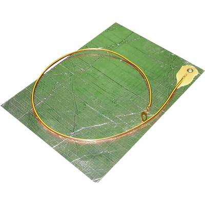 Uno sfondo verde con un cavo elettronico avvolto, giallo-rosso, che forma un cerchio.
