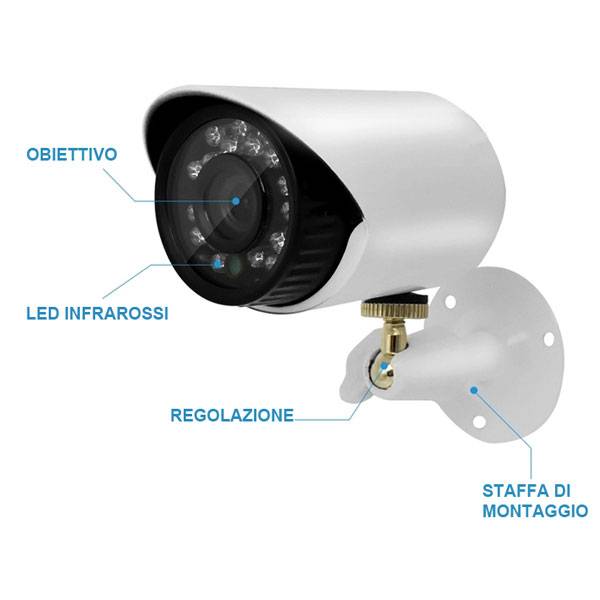 Set di videosorveglianza DVR + 4 telecamere + Cavi e Mouse-1