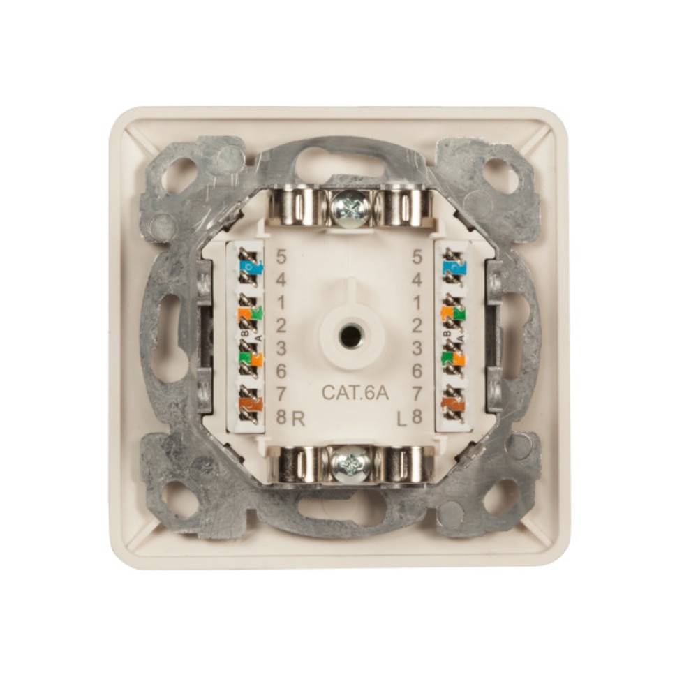 EFB Elektronik Presa di rete Da incasso Inserto con piastra centrale CAT 6A 2 Porte Bianco puro (RAL 9010)-2
