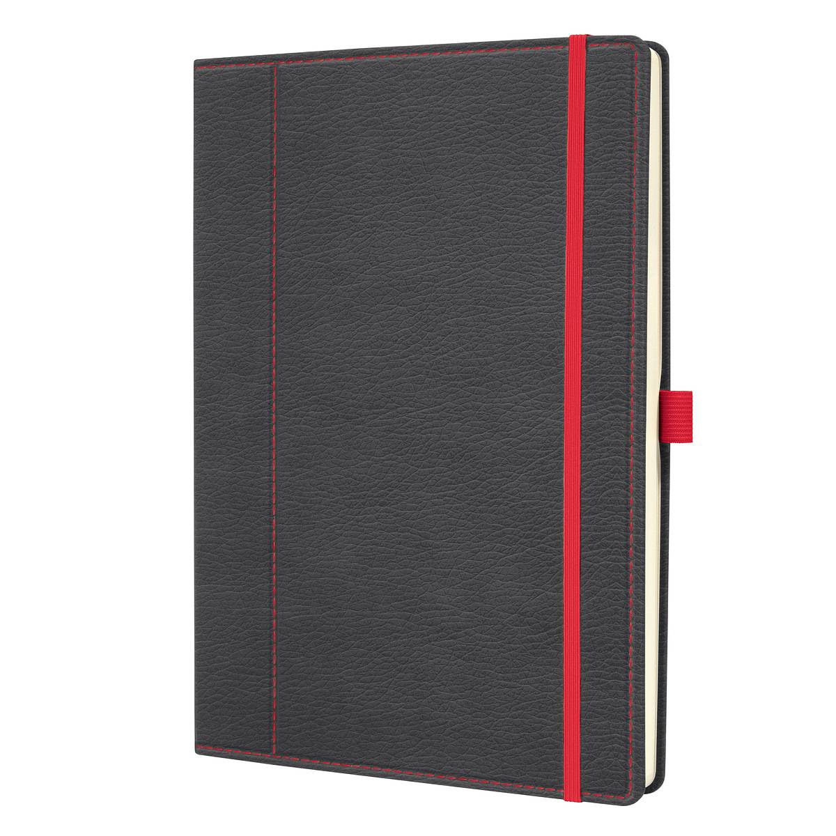 sigel Notizbuch Conceptum Design Casual, DIN A4, grau/rot Dot-Liniatur (punktkariert), Hardvover in Echtleder-Optik, - 1-1
