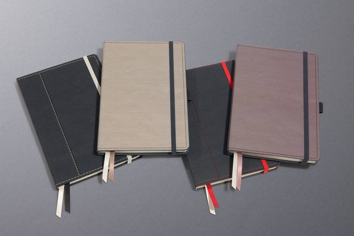 sigel Notizbuch Conceptum Design Casual, DIN A4, grau/rot Dot-Liniatur (punktkariert), Hardvover in Echtleder-Optik, - 1-2