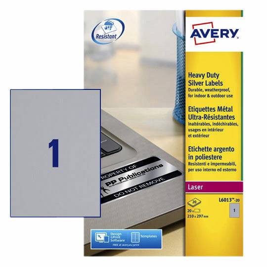 Etichette targhetta AVERY Zweckform etichetta targhetta.210x297 argento. 210,0 x 297,0 mm argento-2