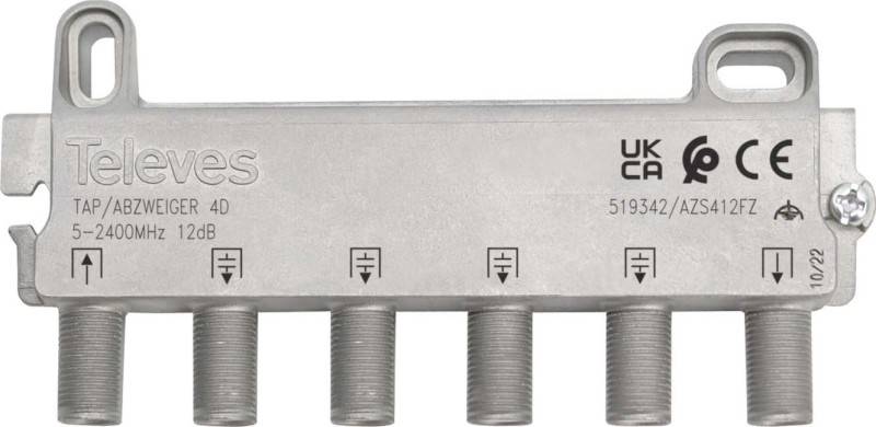 Televes AZS412FZ 4-fach Abzweiger 5-2400 MHz AD: 12dB (519342)-0