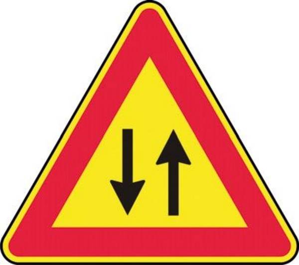 CARTELLO TRIANGOLARE DOPPIO SENSO DI CIRCOLAZIONE FIG.387