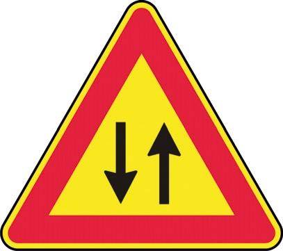 CARTELLO TRIANGOLARE DOPPIO SENSO DI CIRCOLAZIONE FIG.387-0
