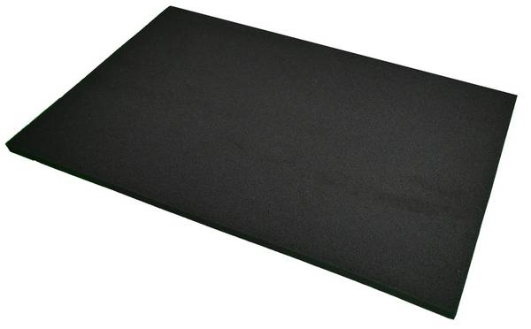 Schiuma PU, morbida, nera, liscia, 553x353x15 mm