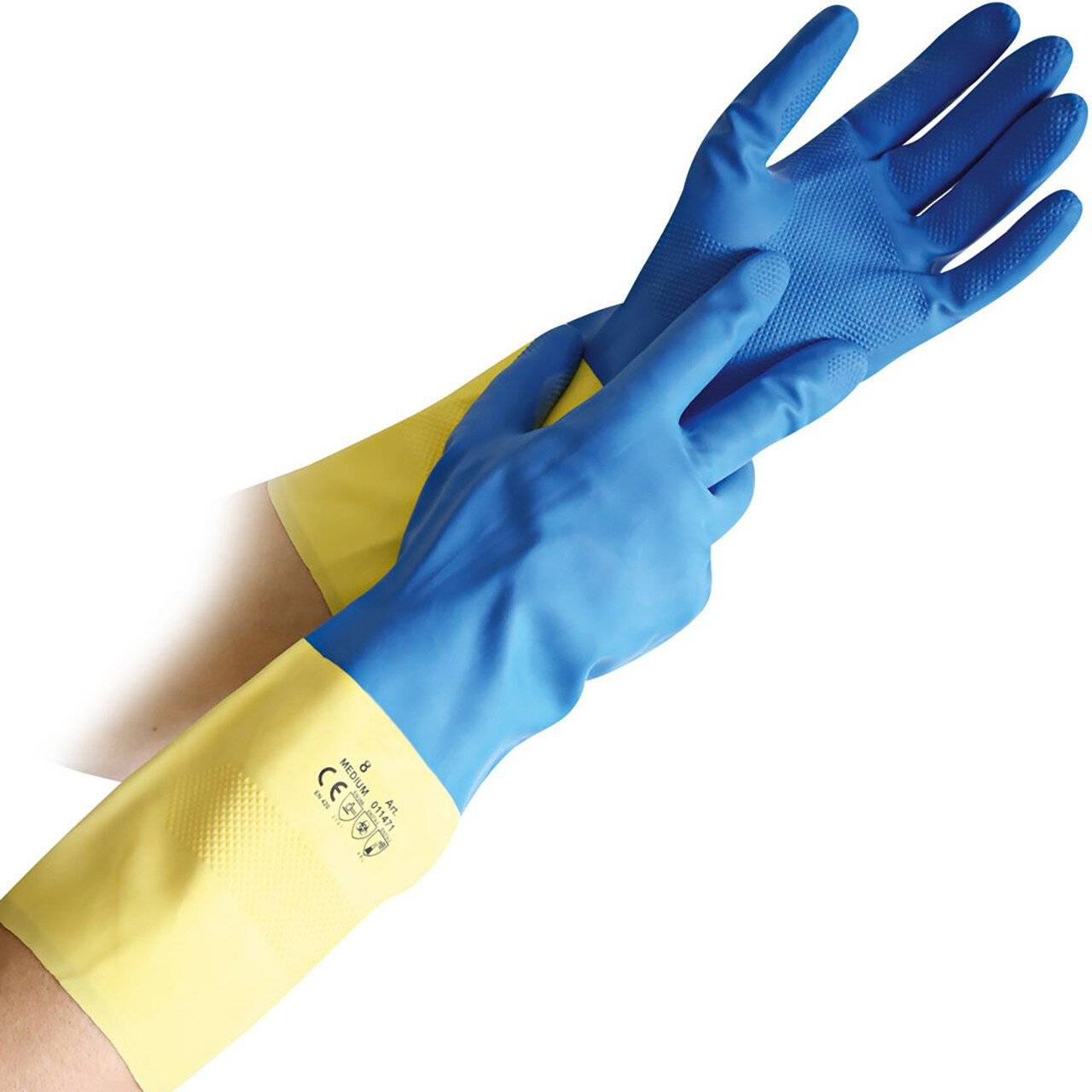 Guanto Hygostar DUALPRENE blu/giallo, lattice neoprene, taglia XL-0
