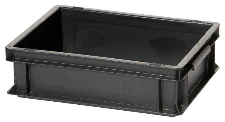 Contenitore di stoccaggio ESD, conduttivo, nero, 400 x 300 x 120 mm-0
