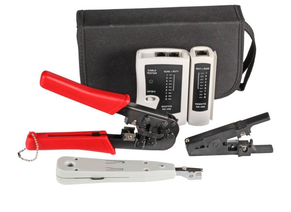 Set di strumenti per la tecnologia di rete, 4 pezzi, con borsa-0