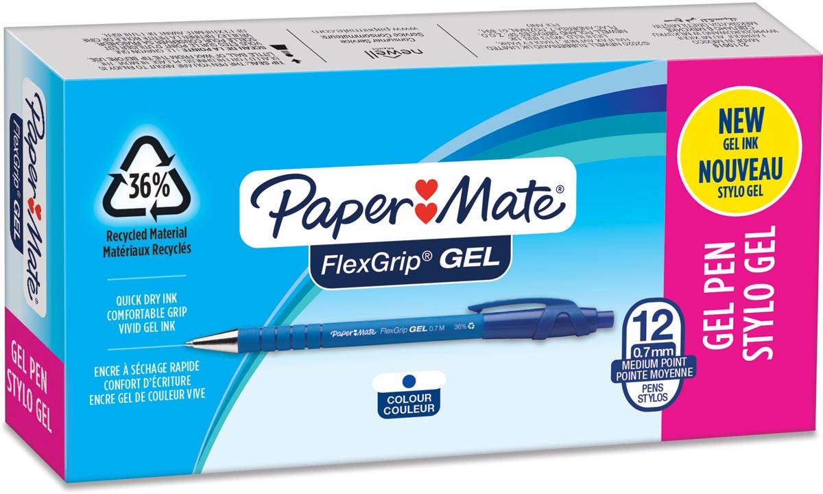 Penna Gel a Scatto Flexgrip Gel Paper Mate - 0,7 mm - 2108213 (Blu Conf. 12)-0