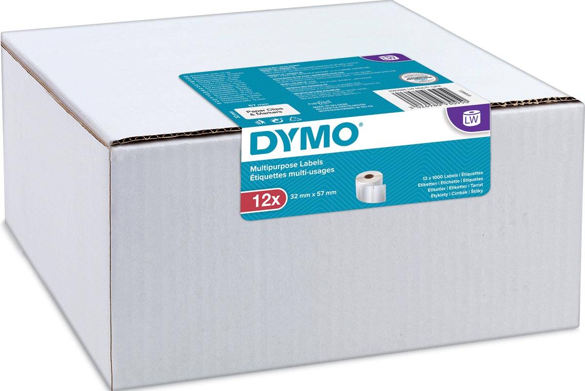 Rotolo etichette multiuso - 57 x 32 mm - bianco - 1000 etichette / rotolo - Dymo - value pack 12 pezzi-0