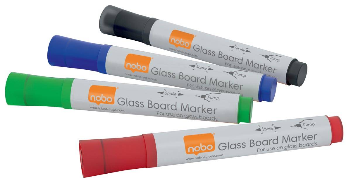 Nobo 1905324 marcatore per bicchiere (Nobo 1905324 Glass Whiteboard Marker pens pack of 4)-1