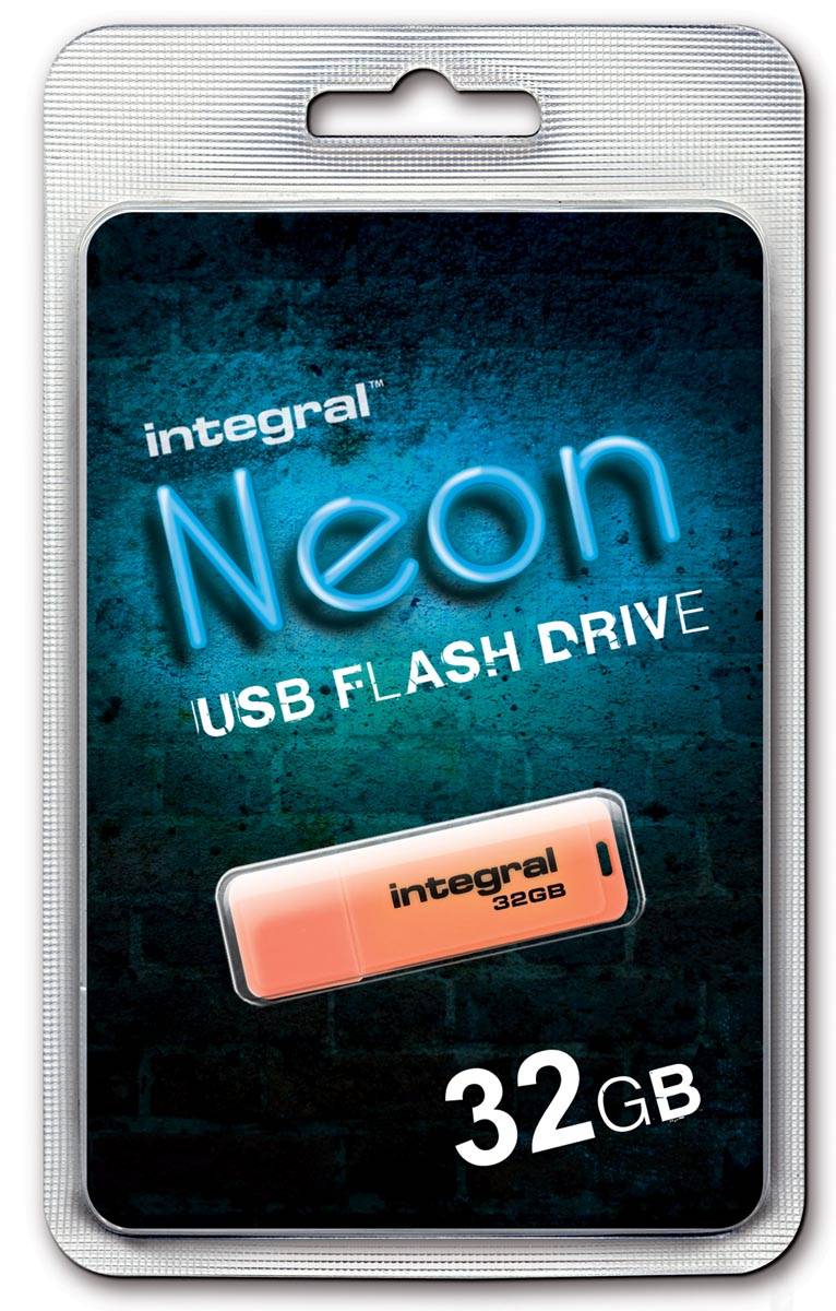 Integral 32GB USB2.0 DRIVE NEON ORANGE unità flash USB USB tipo A 2.0 Arancione-0
