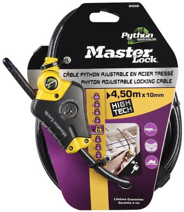 Master Lock adjustable python locking cable 10mm 8420EURD