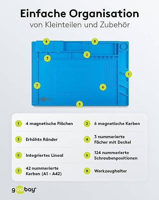 Goobay Tappetino per saldatura in silicone tappeto da lavoro flessibile per saldature, riparazioni e lavori manuali sic-4