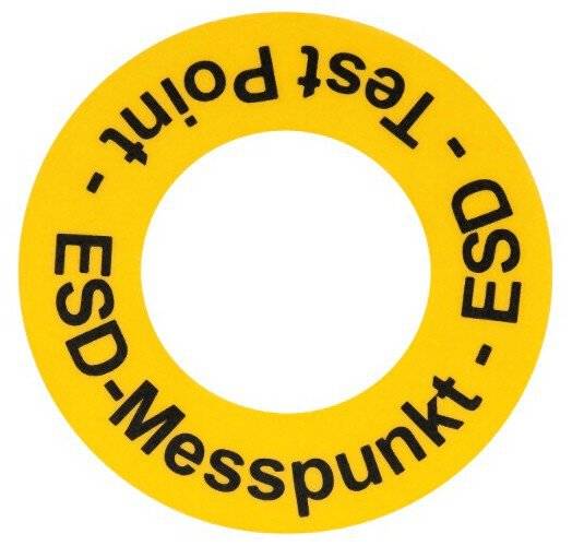 Adesivo per la marcatura del pavimento Punto di misura ESD, giallo, PVC-0