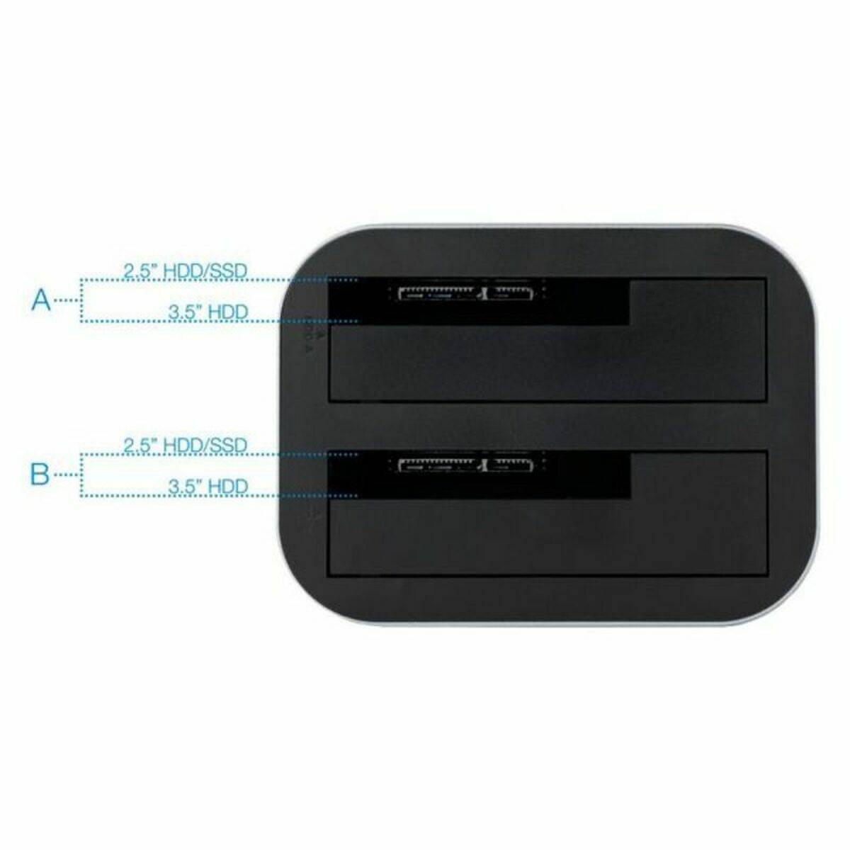Tooq Docking Station USB 3.0/3.1 Gen 1 - HDD/SSD 2.5", 3.5" SATA - Pulsante Clonazione - Colore Grigio/Nero-1
