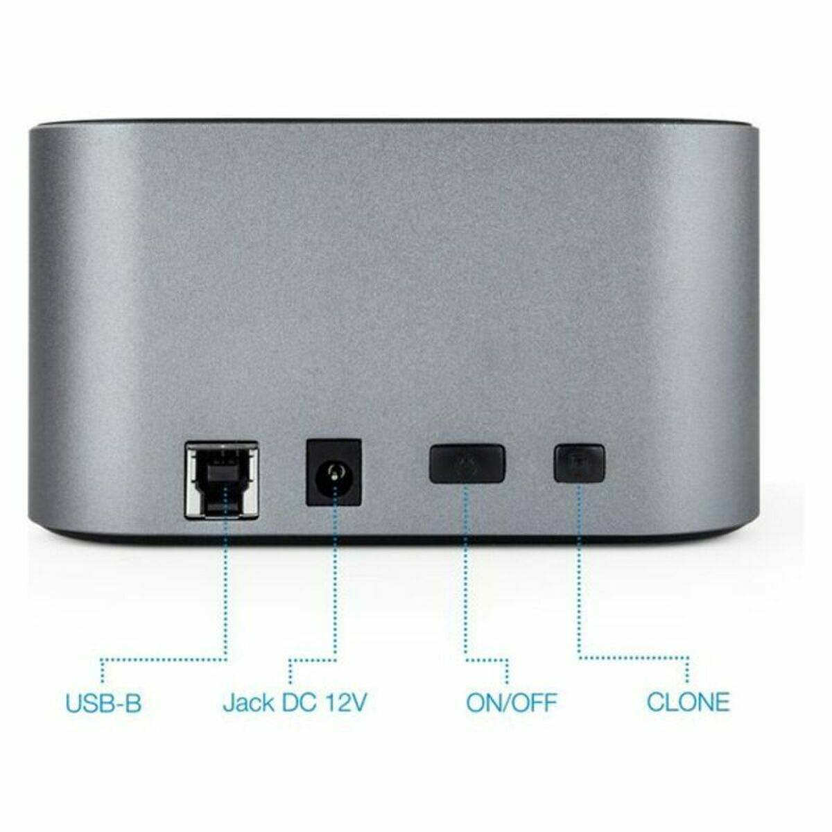 Tooq Docking Station USB 3.0/3.1 Gen 1 - HDD/SSD 2.5", 3.5" SATA - Pulsante Clonazione - Colore Grigio/Nero-2