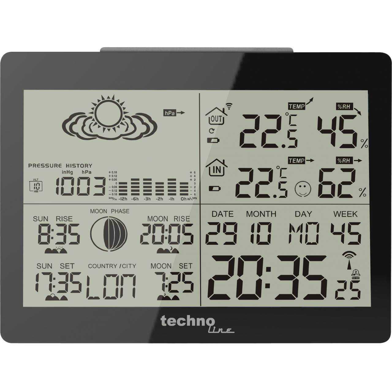 WS 6760 - moderna stazione meteorologica con finitura nera lucida-0