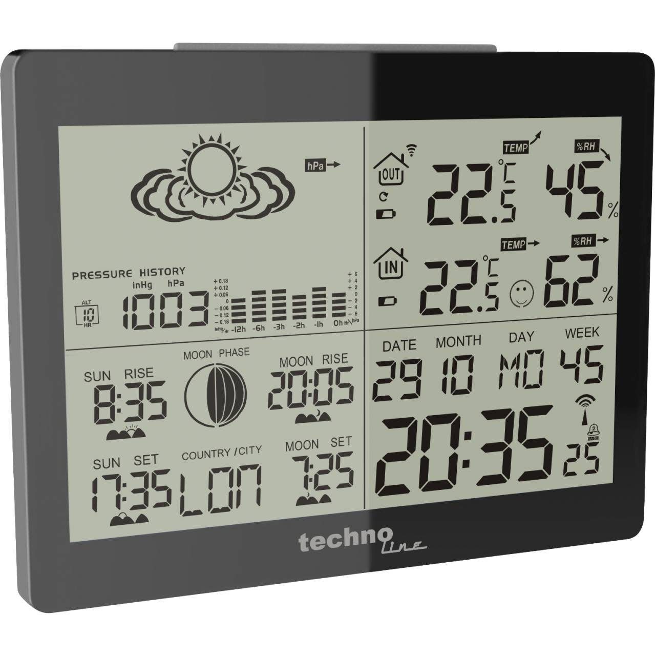 WS 6760 - moderna stazione meteorologica con finitura nera lucida-2