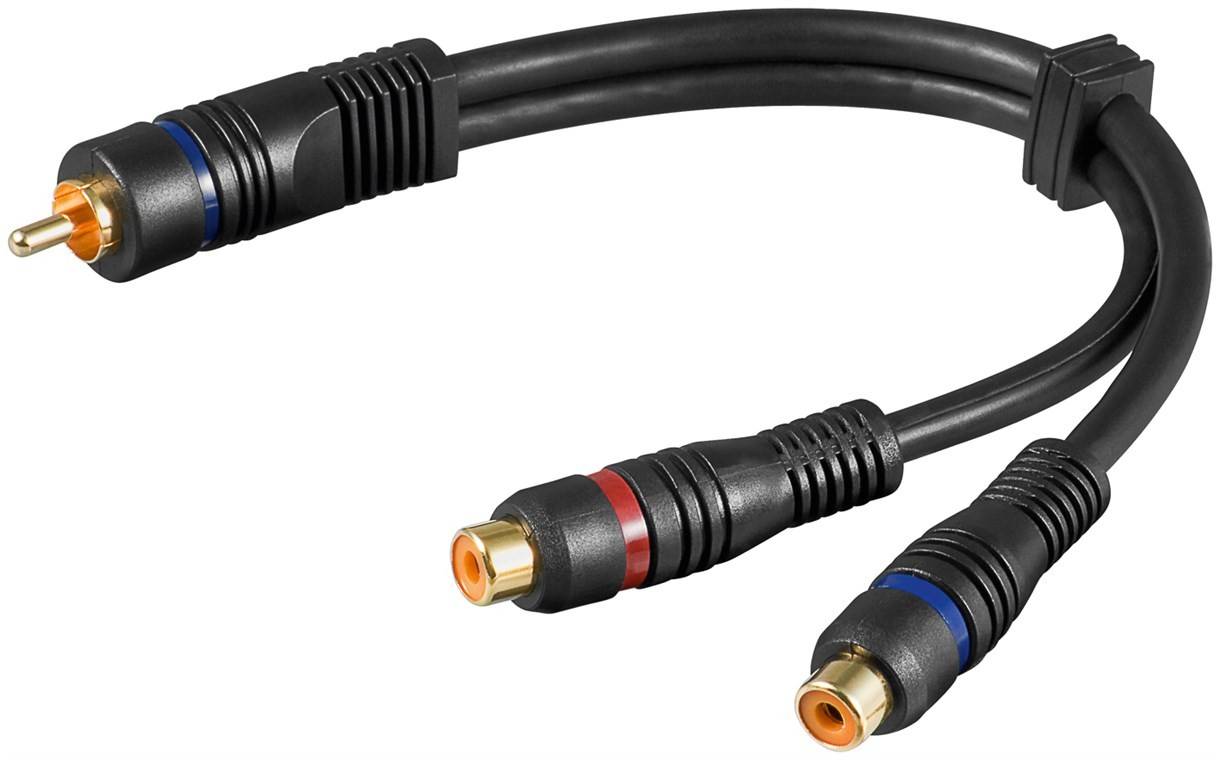 Cavo adattatore Goobay Audio Y, spina cinch stereo a 1 presa cinch, OFC, doppia schermatura - spina cinch > 2 prese...-0