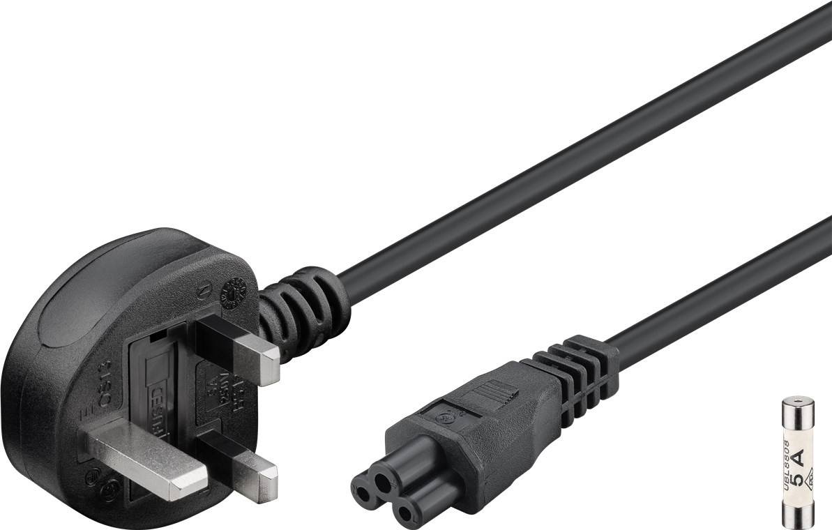 Goobay UK - cavo di collegamento dispositivo, 1,8 m, nero - spina UK a 3 pin (tipo G, BS 1363) > accoppiamento...-1