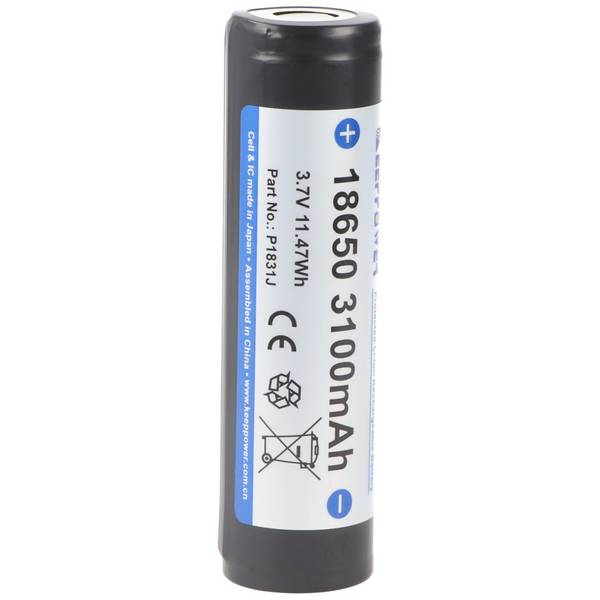Keeppower 18650 3100 mAh, batteria agli ioni di litio da 3,7 V protetta 69,5 x 18,6 mm