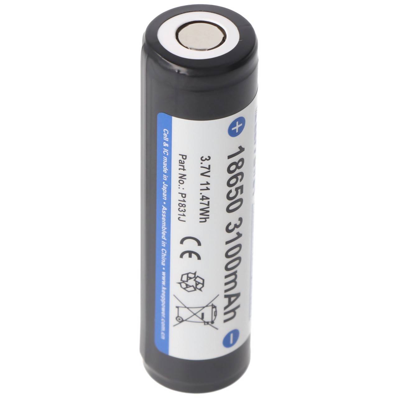 Keeppower 18650 3100 mAh, batteria agli ioni di litio da 3,7 V protetta 69,5 x 18,6 mm-3