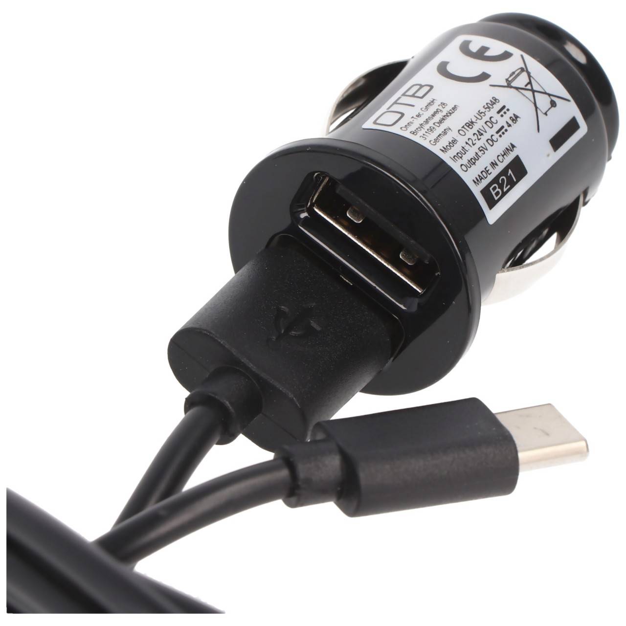 Caricabatteria da auto AccuCell USB - Dual USB - 4.8A con Auto-ID - nero - PICCOLO-3