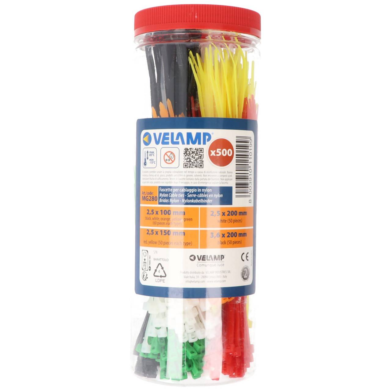 Assortimento Velam di 500 fascette in nylon colorate-3