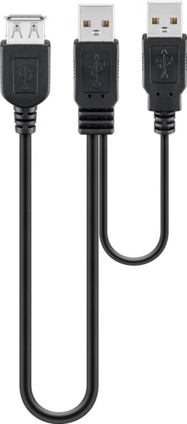 Goobay USB 2.0 Hi-Speed Dual Power Cable, nero - Spina USB 2.0 (Tipo A) + Spina USB 2.0 (Tipo A) > Presa USB 2.0...