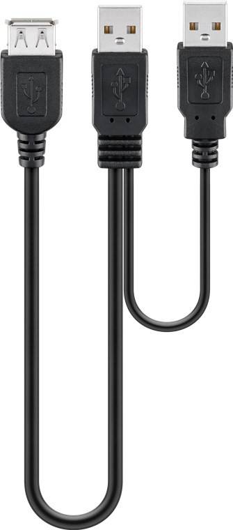 Goobay USB 2.0 Hi-Speed Dual Power Cable, nero - Spina USB 2.0 (Tipo A) + Spina USB 2.0 (Tipo A) > Presa USB 2.0...-0