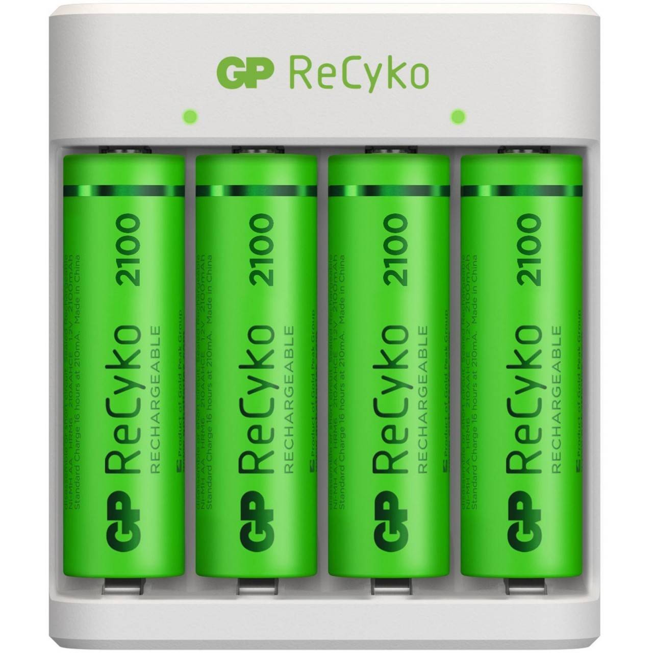 Caricatore modello USB GP E411 con 4 batterie ReCyko 1.2V AA Mignon 2100 mAh-1