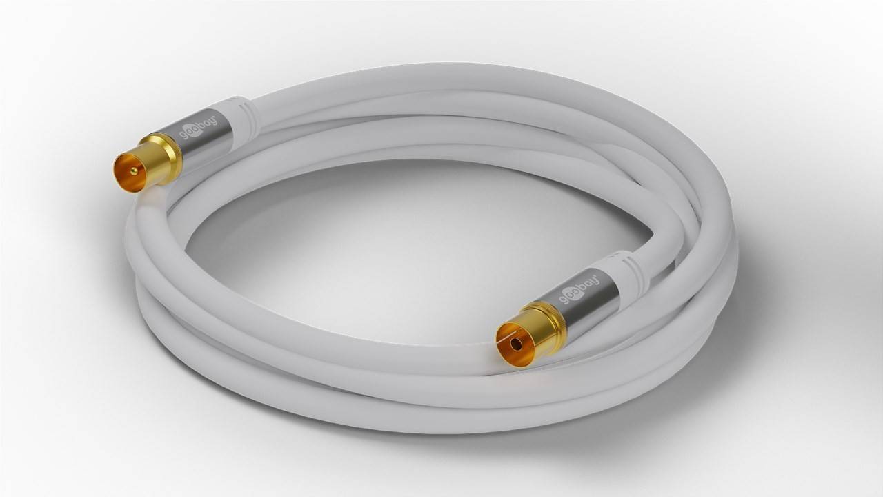 Cavo antenna TV (tipo 135 dB), 4x schermato, placcato oro, presa coassiale > spina coassiale, 10 metri-2