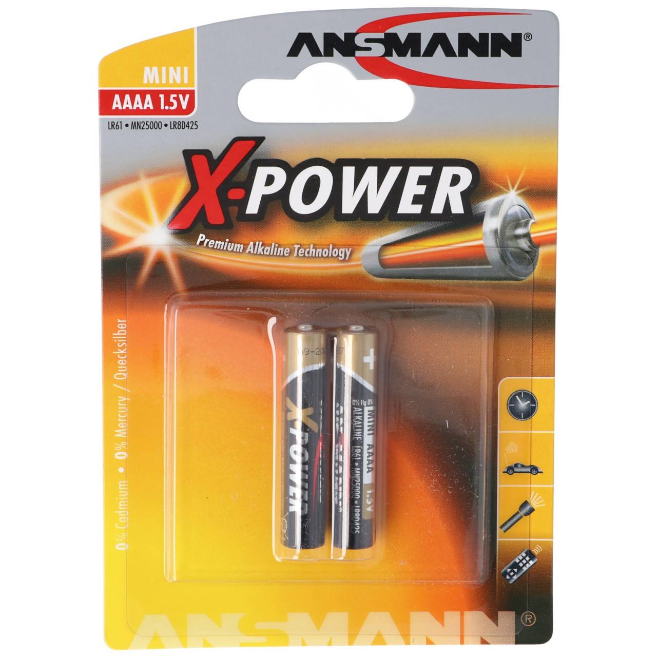 Batteria alcalina AAAA LR61 AAAA 41,5 x 8,3 mm in confezione da 2-4