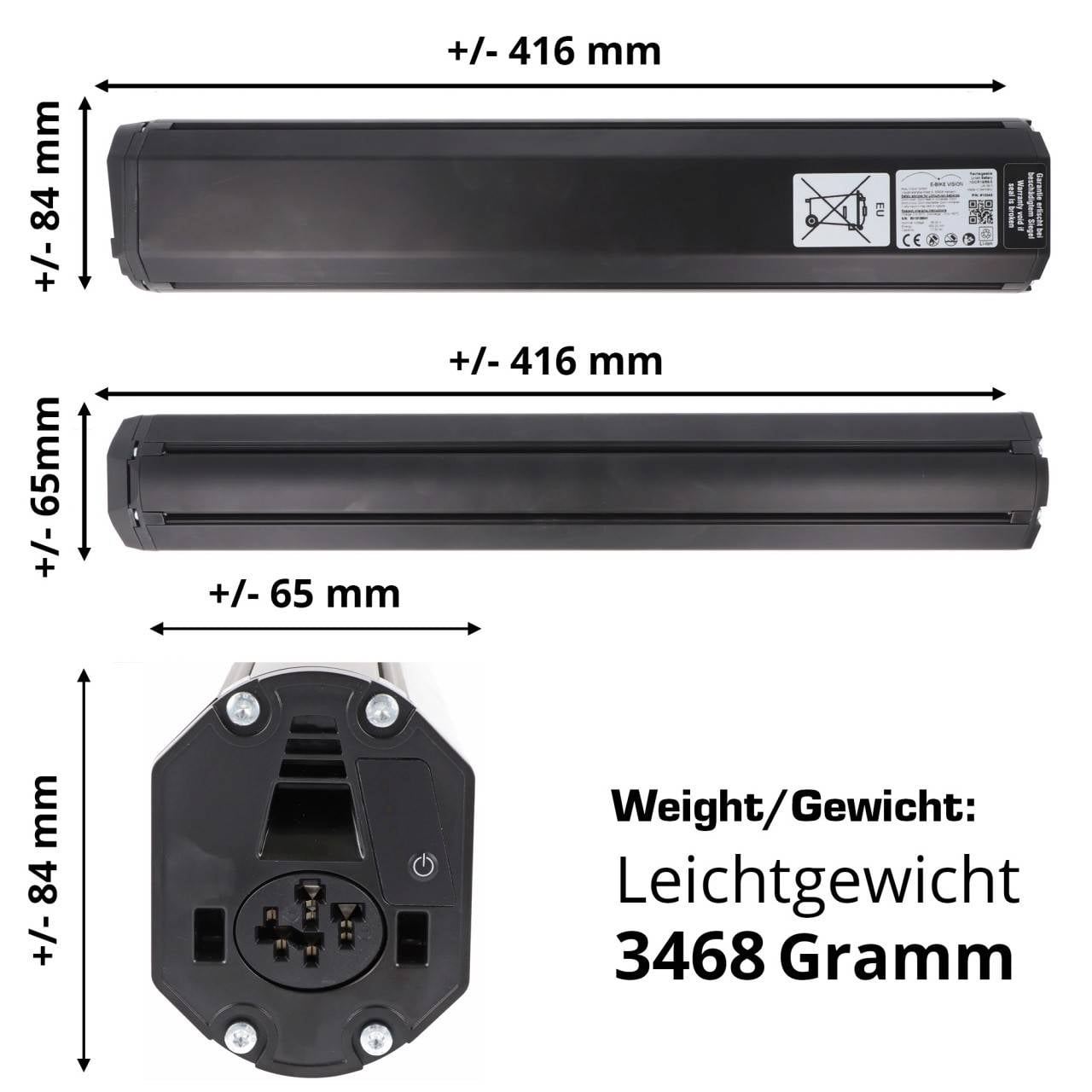 PowerPack da 630 Wh per Bosch Active (Plus) / Performance (CX) 36 V Intube verticale-3
