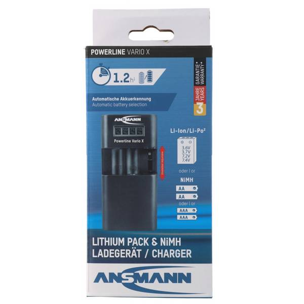 Caricabatterie universale Ansmann Powerline Vario con contatti di ricarica scorrevoli per batteria, fotocamera,...