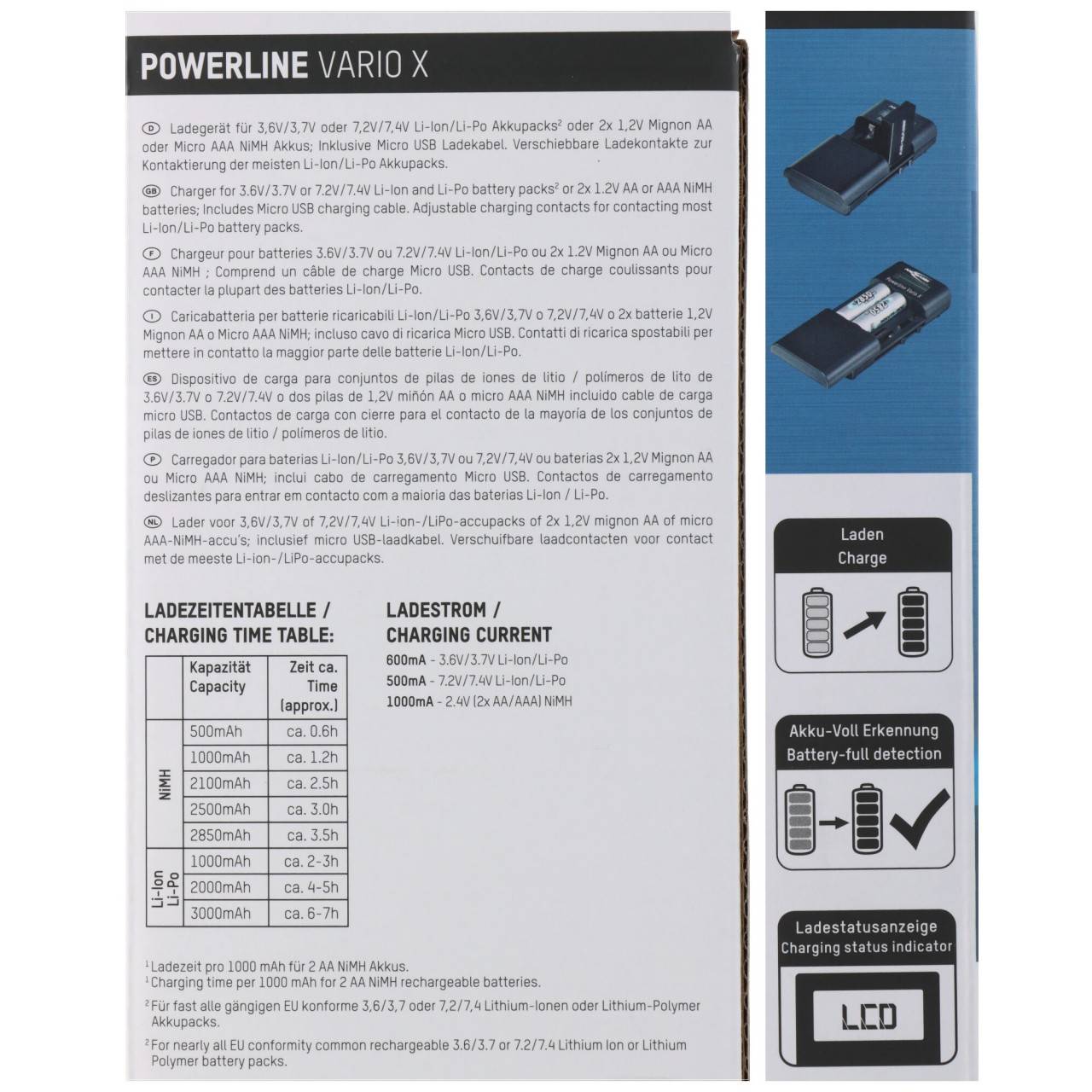 Caricabatterie universale Ansmann Powerline Vario con contatti di ricarica scorrevoli per batteria, fotocamera,...-4