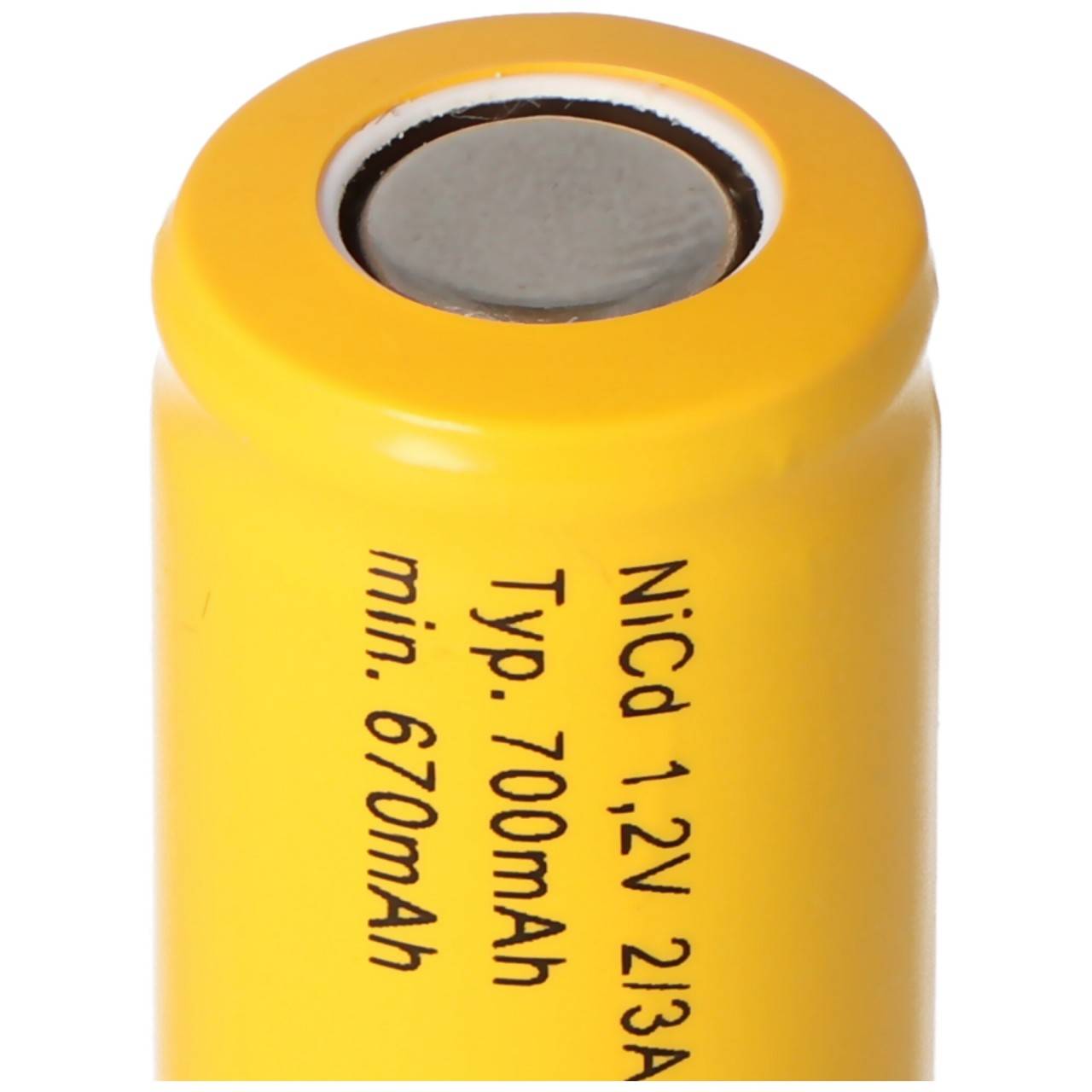 Batteria 2/3 A Cadnica NICD flat top senza tag di saldatura, 1,2 volt 700 mAh-1