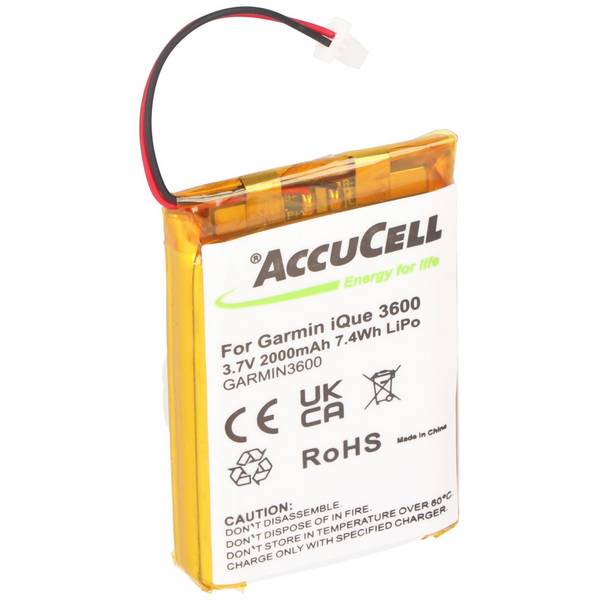 Batteria AccuCell adatta per Garmin iQue 3600a, 2000mAh estesa