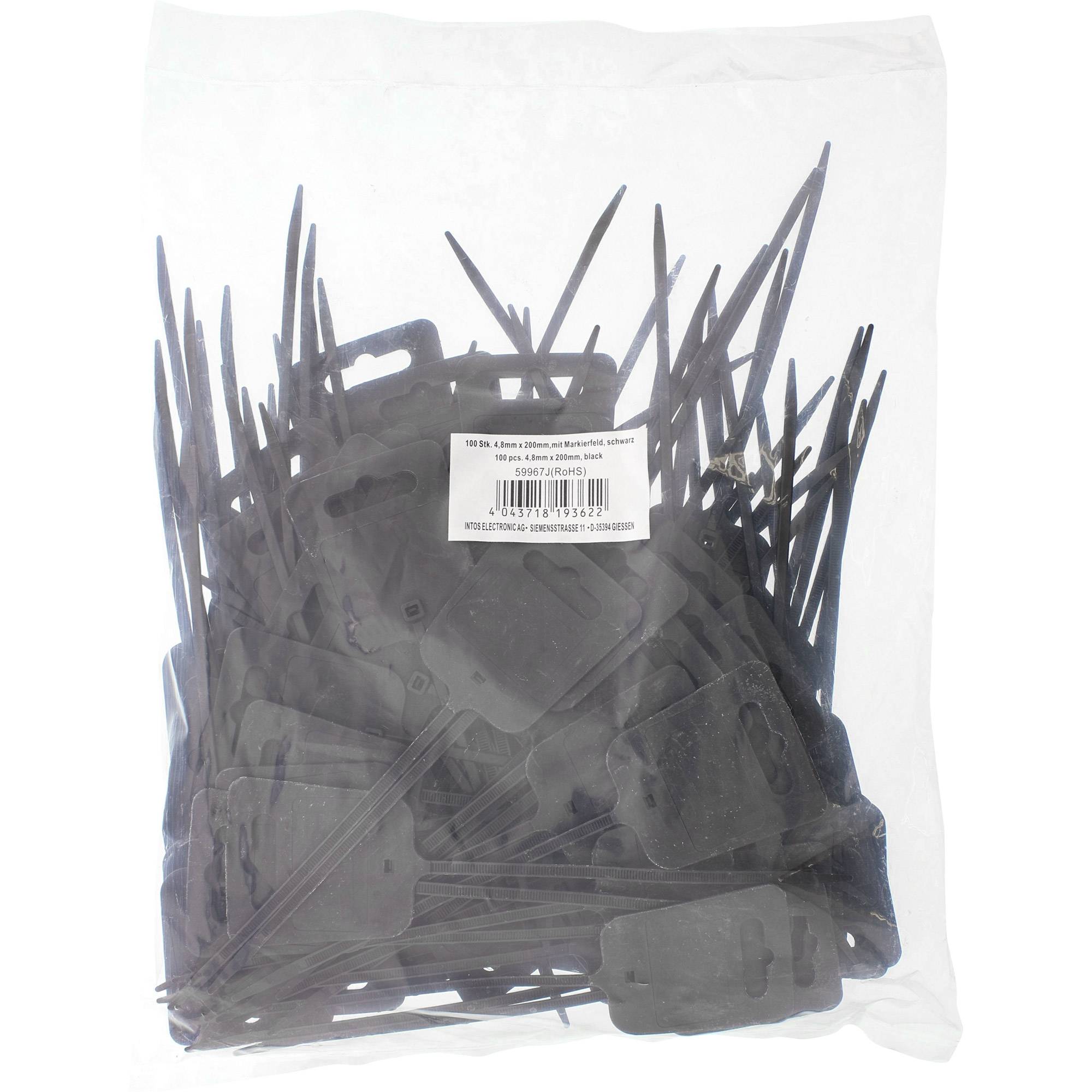 InLine Fascette con foro Euro 100x2,5mm con targhetta 25x45mm nero, 100 pezzi-2