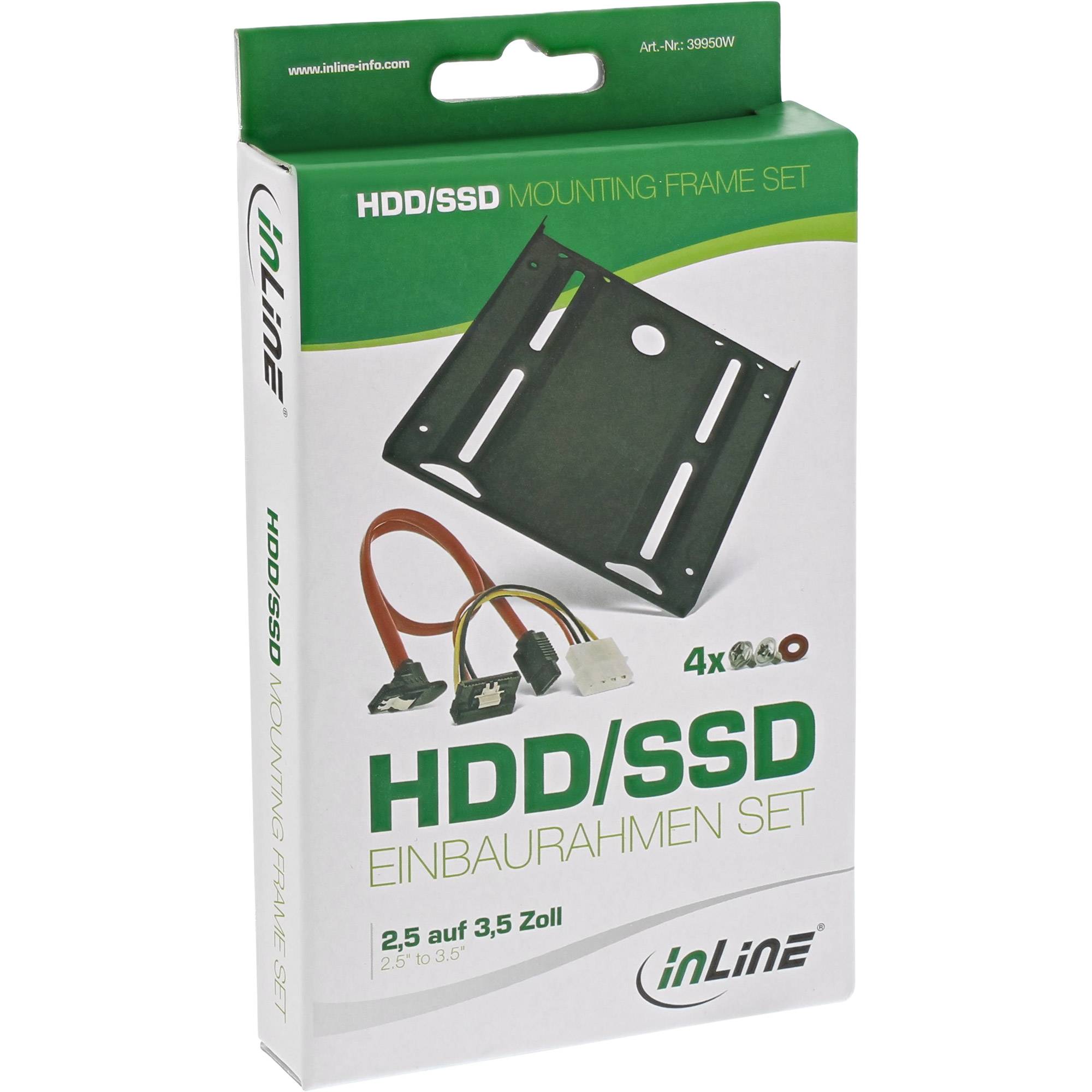 InLine Frame di montaggio HDD-/SSD da 2,5" a Slot 3,5", viti, cavo SATA e Alimentazione Inc.-2