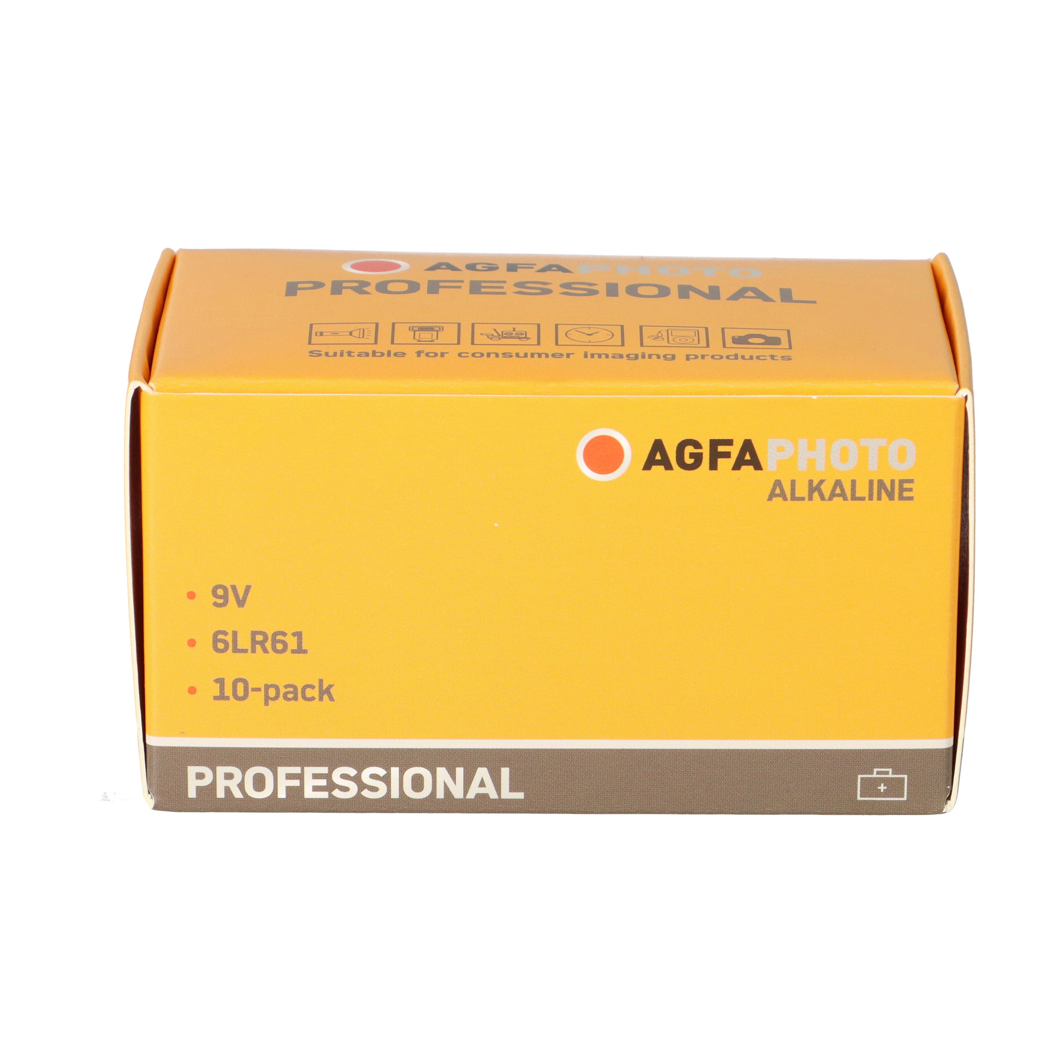 Batteria alcalina Agfaphoto, blocco elettronico, 6LR61, 9 V professionale, scatola al dettaglio (confezione da 10)-1