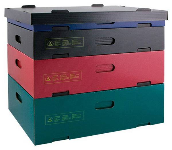 Contenitore per impilamento ESD nero, 578x389x146 mm