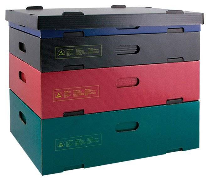 Contenitore per impilamento ESD nero, 578x389x146 mm-0